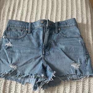 Madewell Blue Distressed Jean Shorts